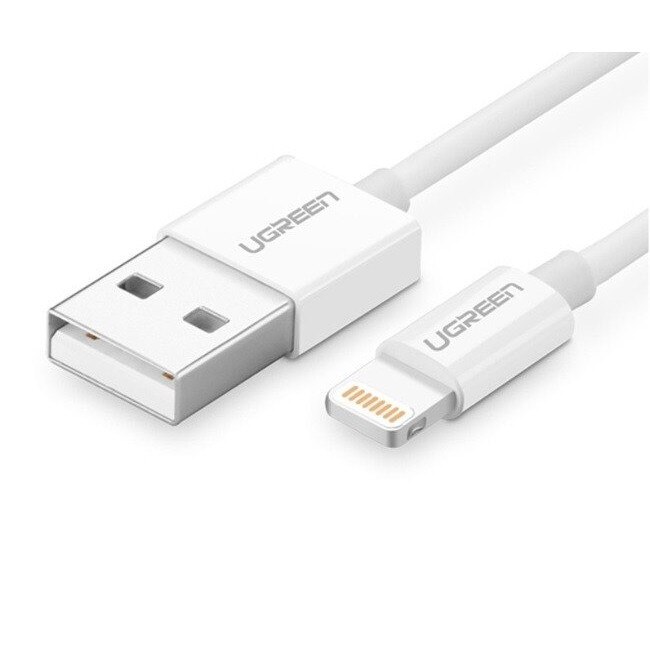 Cablu de date Lightning placat cu nichel UGREEN MFi 2 m Alb